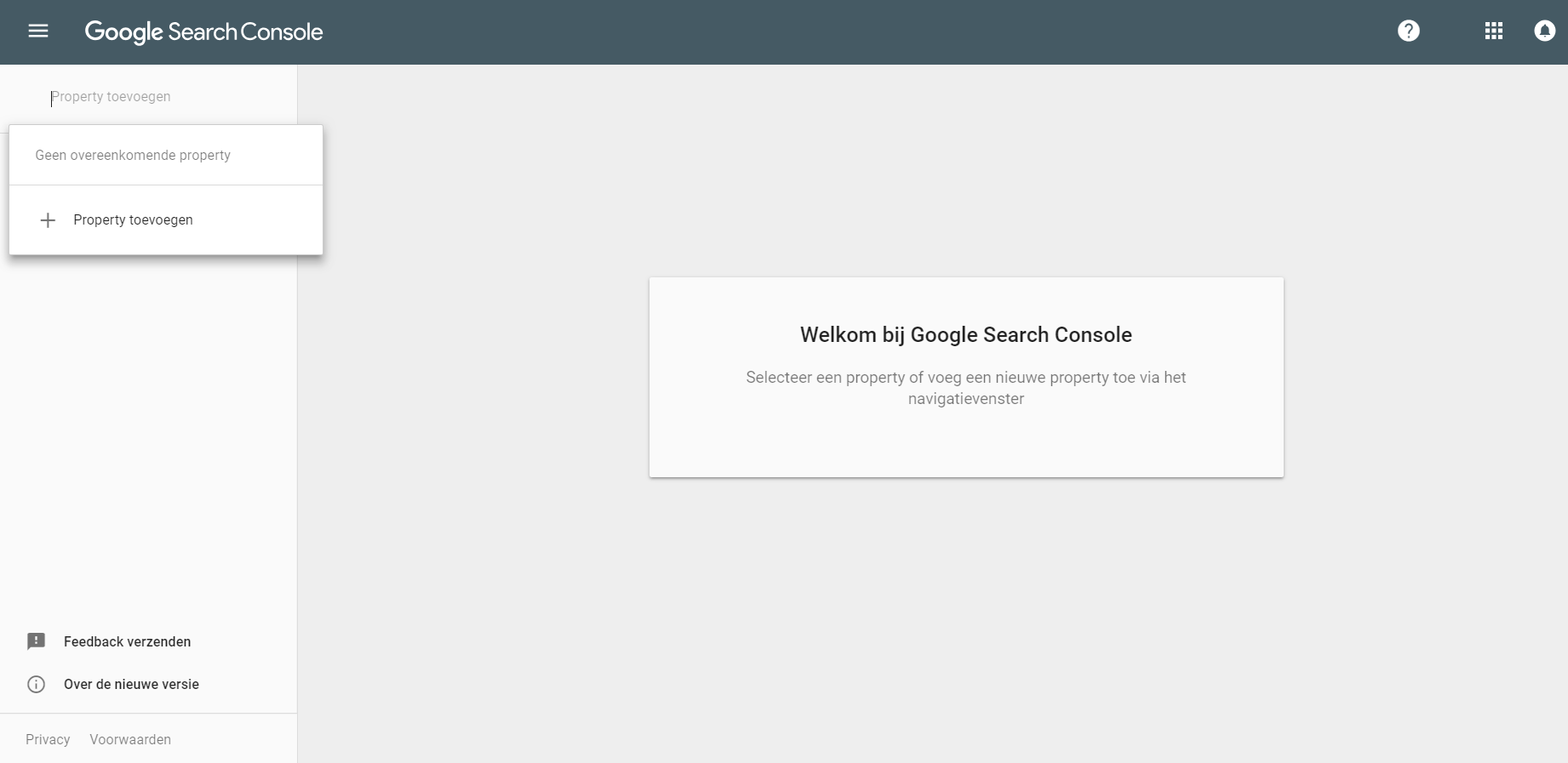 Poperty toevoegen in de Google search console